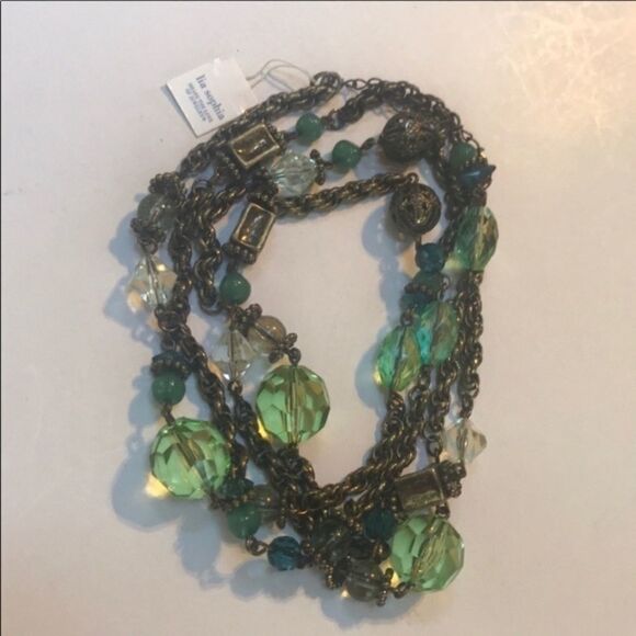 NEW Lia Sophia Long Layered Green Beaded & Gold Rope Statement Necklace – 51” - Picture 3 of 7